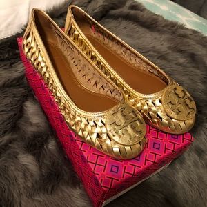 Tory Burch huarache logo ballet-metallic